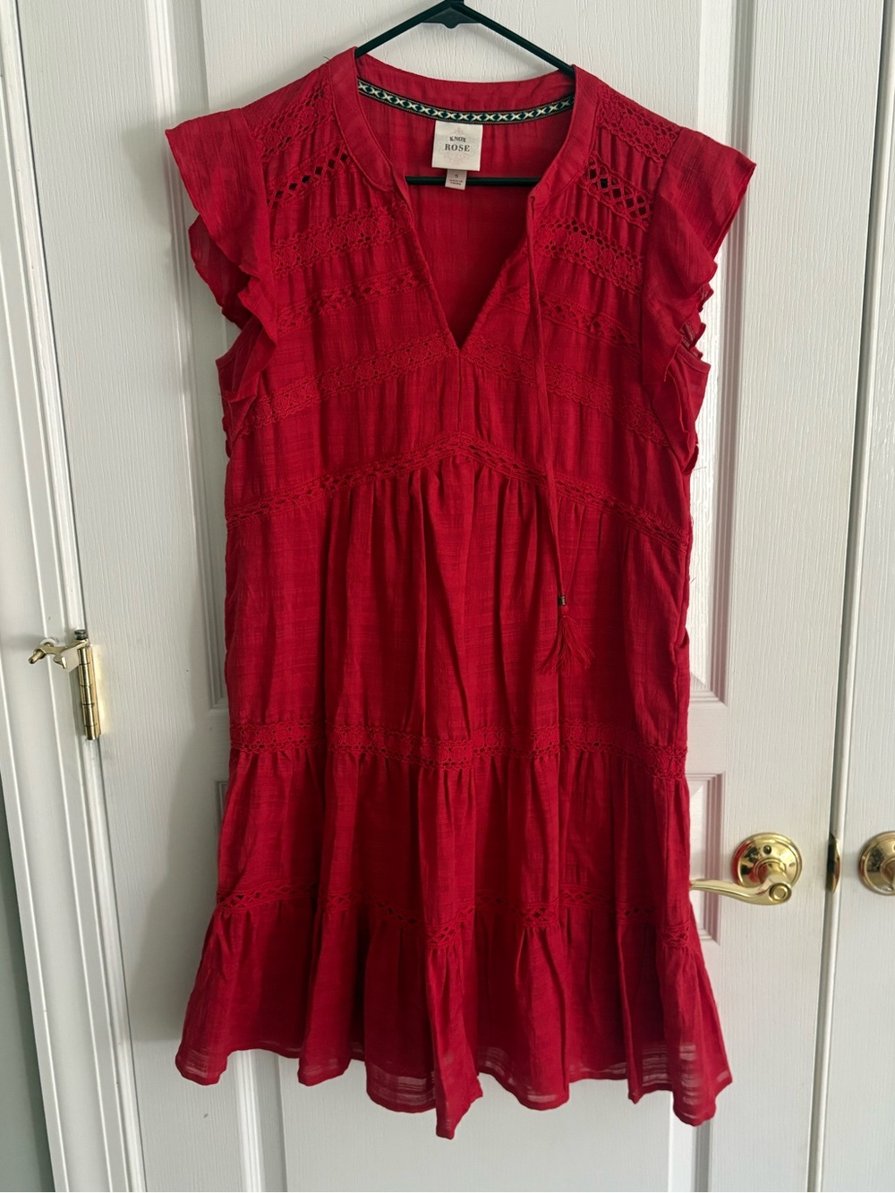 Know Rose Red Eyelet Tiered Dress